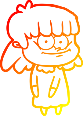 Bir insan tarafından çizilmiş gülümseyen bir karikatür çizimi