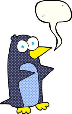 Bir insan tarafından çizilmiş serbest çizilmiş çizgi roman konuşma balonu pengueni.