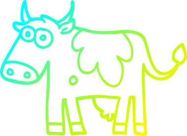 Bir insan tarafından çizilmiş bir çiftlik ineğinin soğuk gradyan çizimi