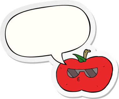 bir insan tarafından çizilmiş konuşma kabarcığı etiketli karikatür serin elma