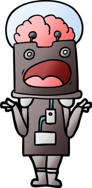 Bir insan tarafından çizilmiş çizgi film robotu