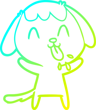 Bir insan tarafından çizilmiş şirin bir çizgi köpeğin soğuk gradyan çizgisi.