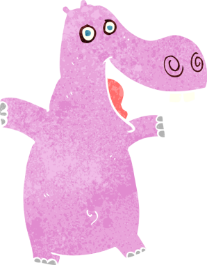 Bir insan tarafından çizilmiş çizgi film hipopotamları