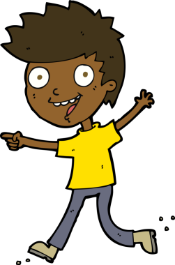 Bir insan tarafından çizilmiş çılgın, heyecanlı çocuk.