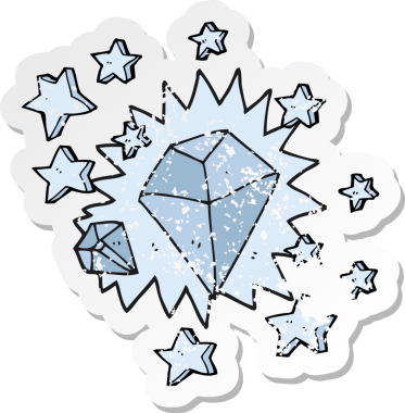 Bir insan tarafından çizilmiş pırlanta bir karikatürün gerilimli yapıştırması.