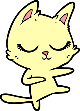 Bir insan tarafından çizilmiş sakin çizgi film kedisi.