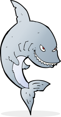 Bir insan tarafından çizilmiş komik bir köpek balığı.