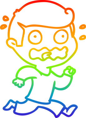 Gökkuşağı gradyan çizimi bir insan tarafından çizilmiş bir karikatür adam tamamen stresli