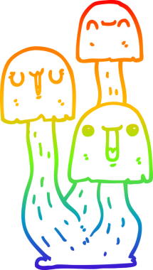 gökkuşağı gradyan çizgi çizimi bir insan tarafından çizilmiş mantar karikatürü