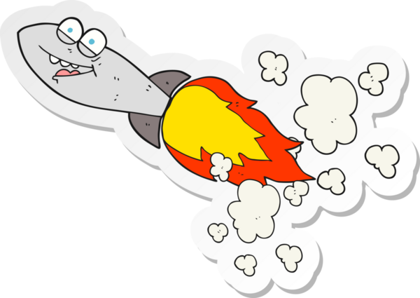 Bir insan tarafından çizilmiş karikatür füzesinin çıkartması.