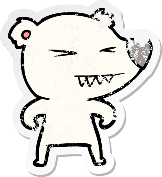 Kızgın bir kutup ayısı karikatürü bir insan tarafından çizilmiş.