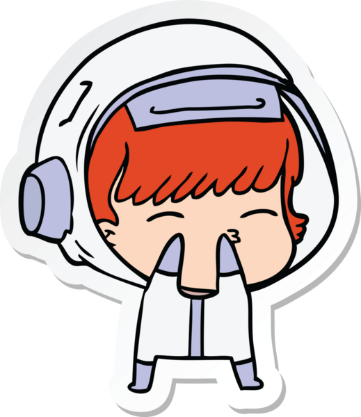 Bir insan tarafından çizilmiş meraklı bir astronotun çıkartması.