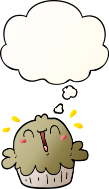 Düşünce baloncuklu tatlı çizgi film turtası bir insan tarafından çizilmiş.