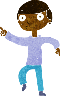 Çizgi film çocuğu bir insan tarafından çizilmiş.