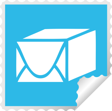 Bir insan tarafından çizilmiş kağıdın kare soyma etiketi karikatürü