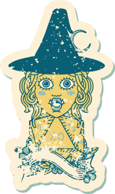 Retro Dövme Biçimi Bir insan tarafından çizilmiş doğal 20 zarlı yarım ork büyücüsü