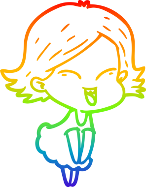 gökkuşağı gradyan çizimi mutlu bir çizgi film kızı bir insan tarafından çizildi