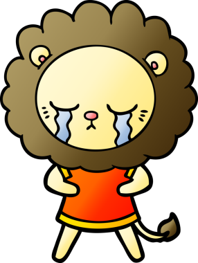 Bir insan tarafından çizilmiş ağlayan çizgi film aslanı.