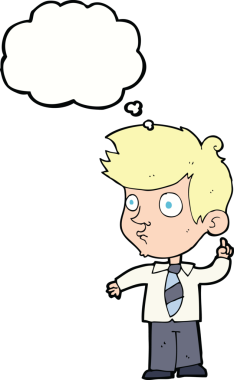 Çizgi filmci çocuk bir insan tarafından çizilmiş düşünce baloncuğuyla soru soruyor.