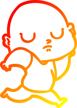 Bir insan tarafından çizilmiş kel bir adamın sıcak çizgi çizimi.