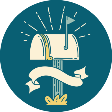 Bir insan tarafından çizilmiş dövme stili kapalı posta kutusu simgesi