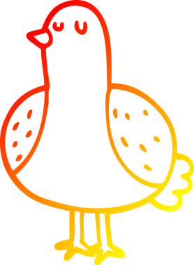 Bir insan tarafından çizilmiş çizgi film kuşunun sıcak gradyan çizimi