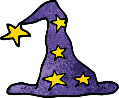 Bir insan tarafından çizilmiş karalama sihirbazı şapkası.