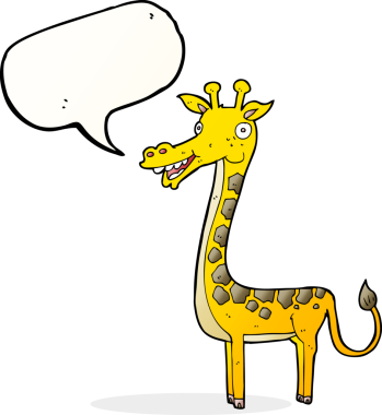 bir insan tarafından çizilmiş konuşma balonlu bir zürafa.