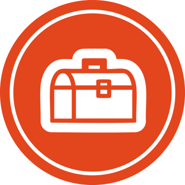 bir insan tarafından çizilen araç kutusu dairesel simgesi