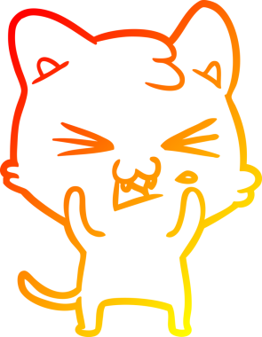 Bir insan tarafından çizilmiş çizgi film kedisinin sıcak çizgi çizimi