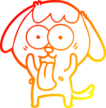 Bir insan tarafından çizilmiş sevimli bir köpeğin sıcak çizgi çizgisi.