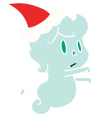 Bir insan tarafından çizilmiş Kawai hayaletinin Noel karikatürü.