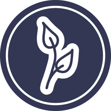 Bir insan tarafından çizilmiş doğal yaprak dairesel simgesi