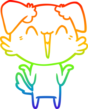 gökkuşağı gradyan çizimi bir insan tarafından çizilmiş mutlu küçük bir köpek çizgi filmi