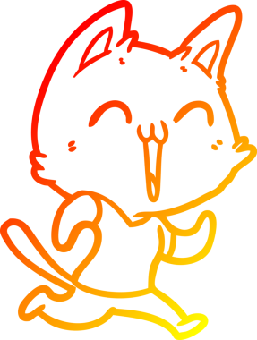 Bir insan tarafından çizilmiş mutlu çizgi film kedisinin sıcak çizgi çizgisi.