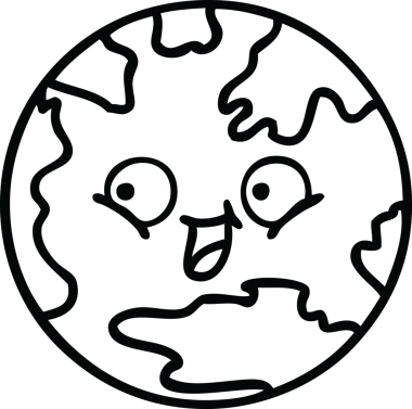 Bir insan tarafından çizilmiş bir gezegenin çizgi çizimi.