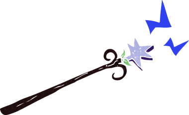 bir insan tarafından çizilmiş sihirli bir değnek.