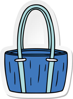 Bir insan tarafından çizilmiş kırmızı büyük bir çantanın el çizimi karikatürü.