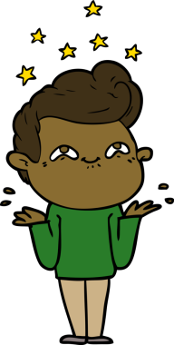 Bir insan tarafından çizilmiş heyecanlı bir adam karikatürü