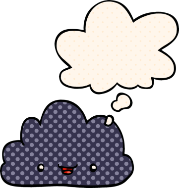 Çizgi roman tarzında bir insan tarafından çizilmiş küçük mutlu bulut.