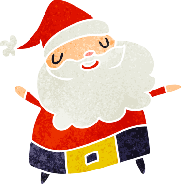 Noel Baba 'nın eski çizgi film illüstrasyonu kawaii bir insan tarafından çizilmiş.