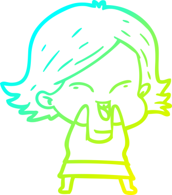 Bir insan tarafından çizilmiş mutlu çizgi film kızı çizimi.