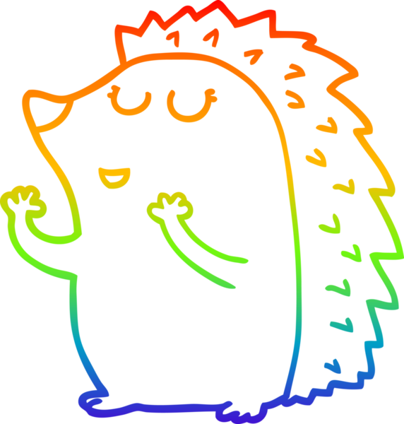 gökkuşağı gradyan çizgi çizimi bir insan tarafından çizilmiş kirpi