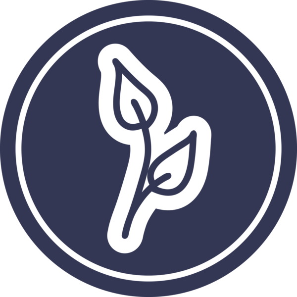 Bir insan tarafından çizilmiş doğal yaprak dairesel simgesi