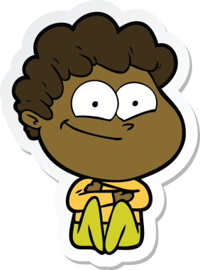 Bir insan tarafından çizilmiş mutlu bir adamın çıkartması.