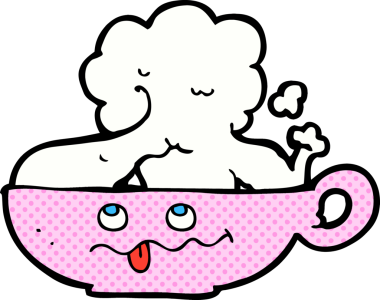 Bir insan tarafından çizilmiş karikatür kupası.