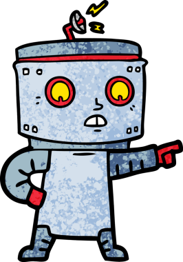 Bir insan tarafından çizilmiş çizgi film robotu