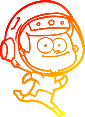 Bir insan tarafından çizilmiş mutlu bir astronot çizgi filminin sıcak gradyan çizimi