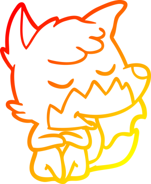 Bir insan tarafından çizilmiş dost canlısı bir tilkinin sıcak çizgi çizimi