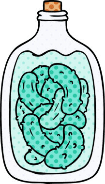 Bir insan tarafından çizilmiş turşu turşusu kavanozu.